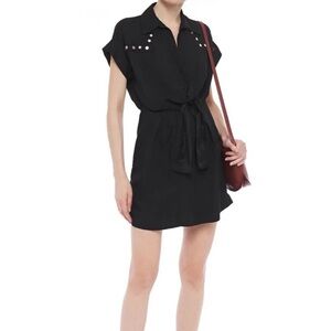 SANDRO Paris Mabel Linen blend Embellished Black dress size 36 / US 5